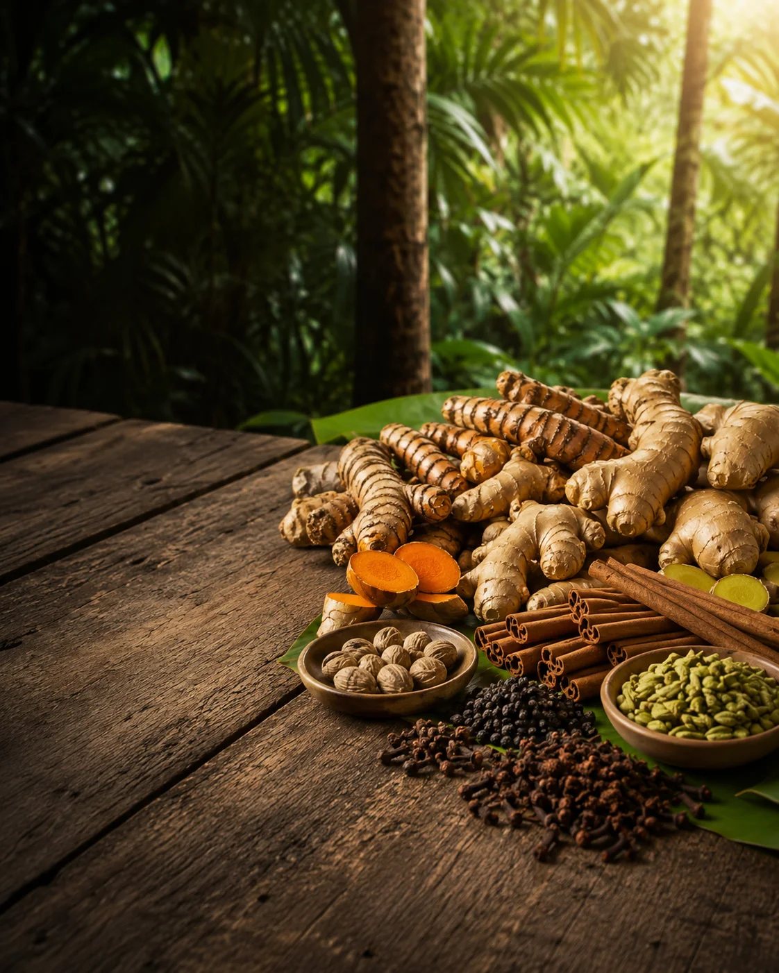 Assorted Indonesian spices and herbs