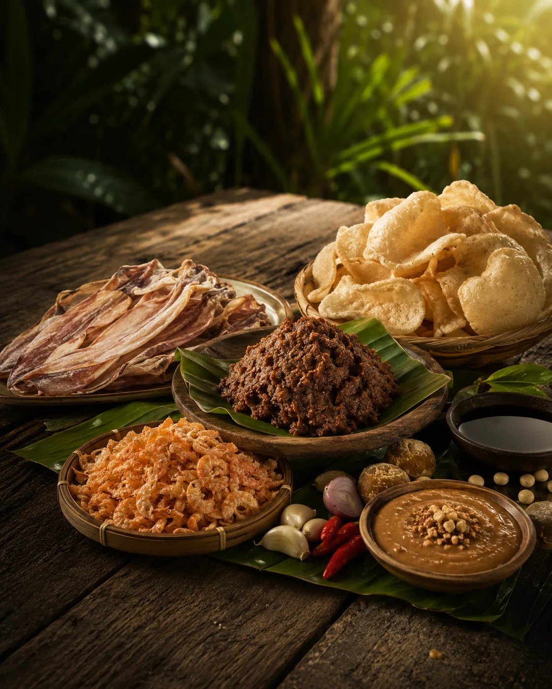 Traditional Indonesian foods and seafood